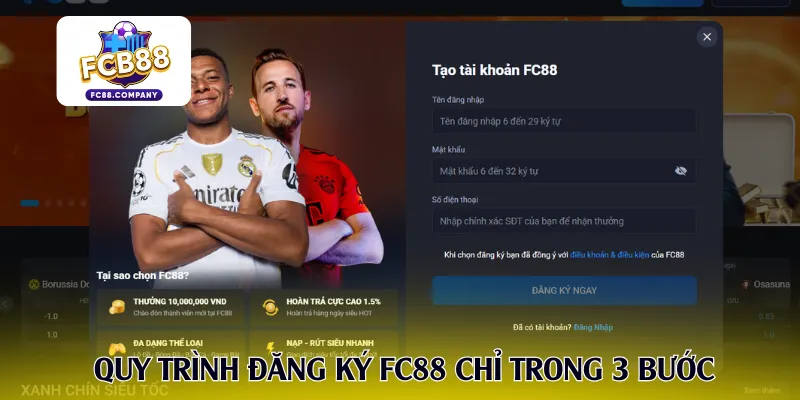 Quy trình đăng ký FC88 chỉ trong 3 bước